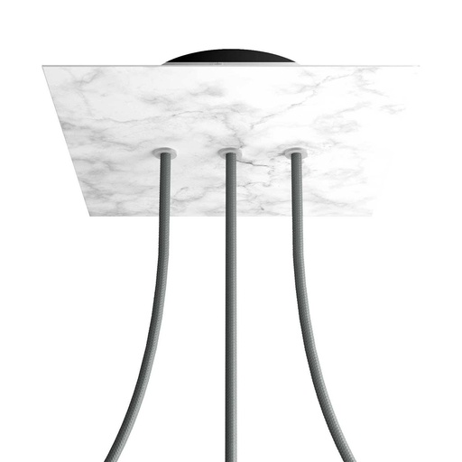 [8050997076894] Rosone Rose-One quadrato, 200 mm con 3 fori in linea e 4 fori laterali