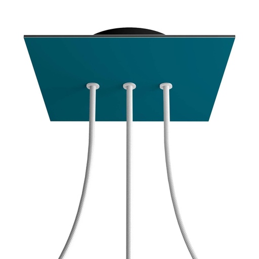 [8050997071226] Rosone Rose-One quadrato, 200 mm con 3 fori in linea e 4 fori laterali