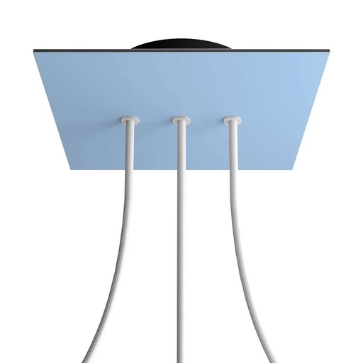 [8050997070762] Rosone Rose-One quadrato, 200 mm con 3 fori in linea e 4 fori laterali