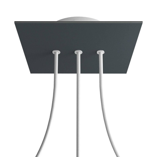 [8050997072605] Rosone Rose-One quadrato, 200 mm con 3 fori in linea e 4 fori laterali