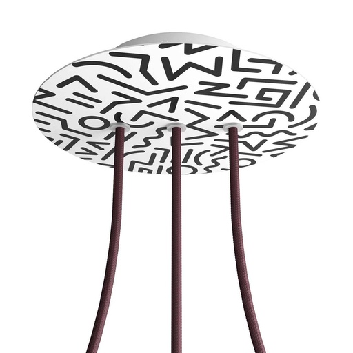 [8057730843027] Rose-One round rosette, diameter 200 mm with 3 holes in line and 4