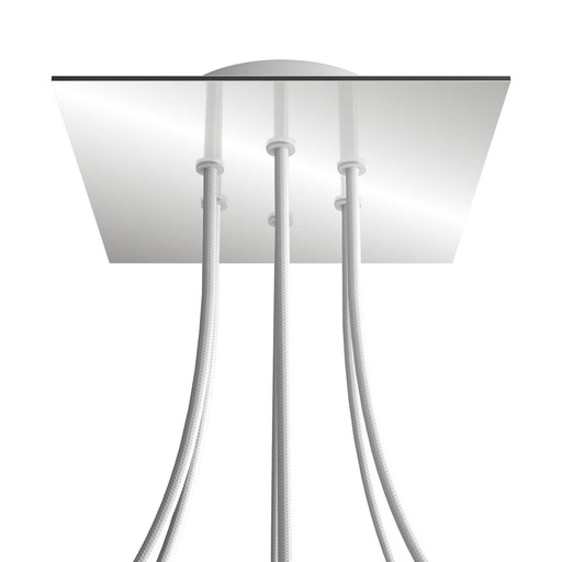 [8050997073107] Rosone Rose-One quadrato, 200 mm con 6 fori e 4 fori laterali