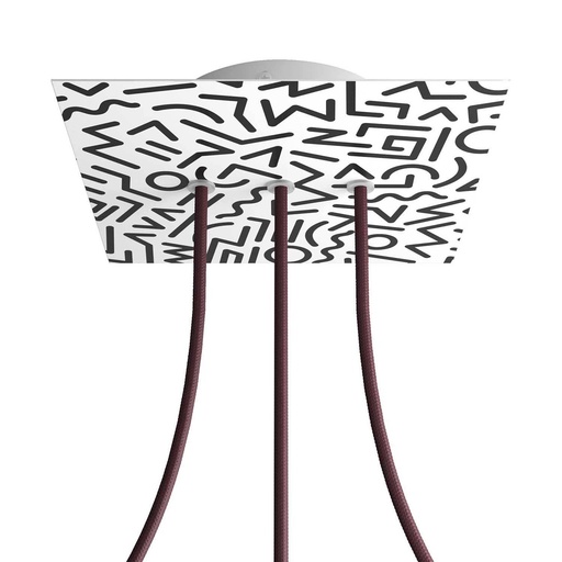 [8057730843157] Rose-One square rosette, 200 mm with 3 holes in line and 4 holes