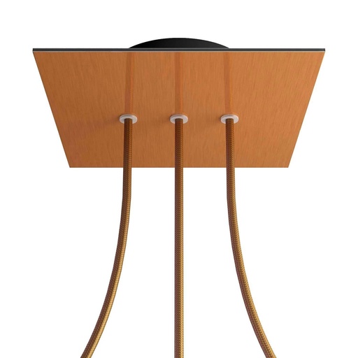 [8050997078270] Rosone Rose-One quadrato, 200 mm con 3 fori in linea e 4 fori laterali