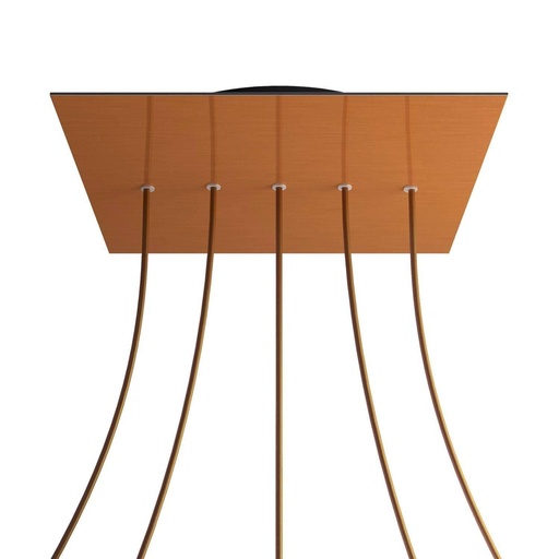 [8050997078539] Rosone XXL Rose-One quadrato, 400 mm con 5 fori in linea e 4 fori