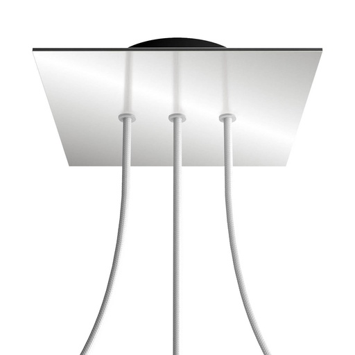 [8050997069841] Rosone Rose-One quadrato, 200 mm con 3 fori in linea e 4 fori laterali