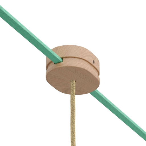 [8057730902007] Oval wooden rosette with one central hole and 2 side holes for