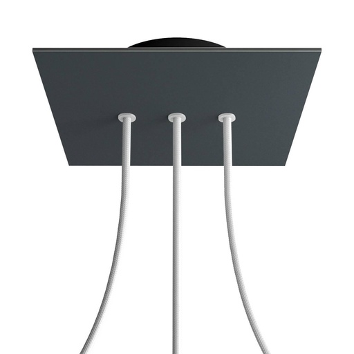 [8050997069384] Rosone Rose-One quadrato, 200 mm con 3 fori in linea e 4 fori laterali