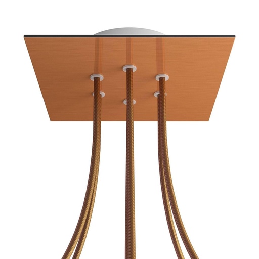 [8057730862813] Rosone Rose-One quadrato, 200 mm con 6 fori e 4 fori laterali
