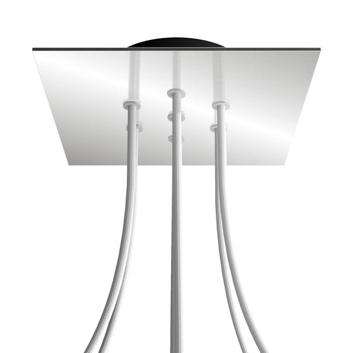 [8050997069896] Rosone Rose-One quadrato, 200 mm con 7 fori e 4 fori laterali