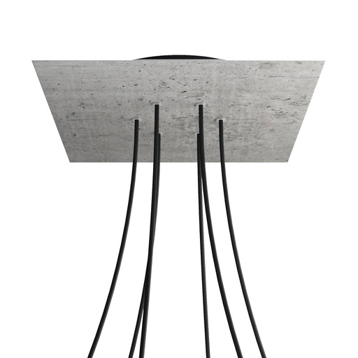 [8050997077624] Rosone XXL Rose-One quadrato, 400 mm con 6 fori e 4 fori laterali