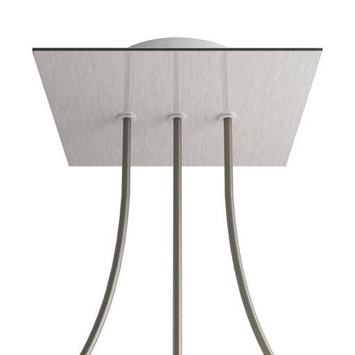 [8057730862738] Rosone Rose-One quadrato, 200 mm con 3 fori in linea e 4 fori laterali