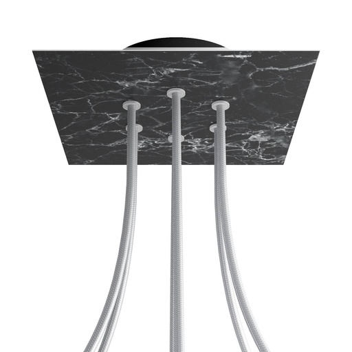 [8050997076467] Rosone Rose-One quadrato, 200 mm con 6 fori e 4 fori laterali
