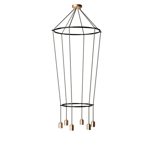 [8050997239794] Chandelier 2 Cage with 6 drops Globo