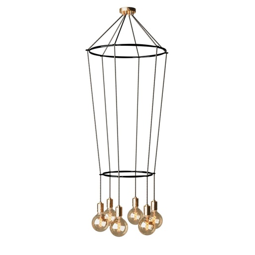 [8050997240134] Chandelier 2 Cage with 6 drops Globo