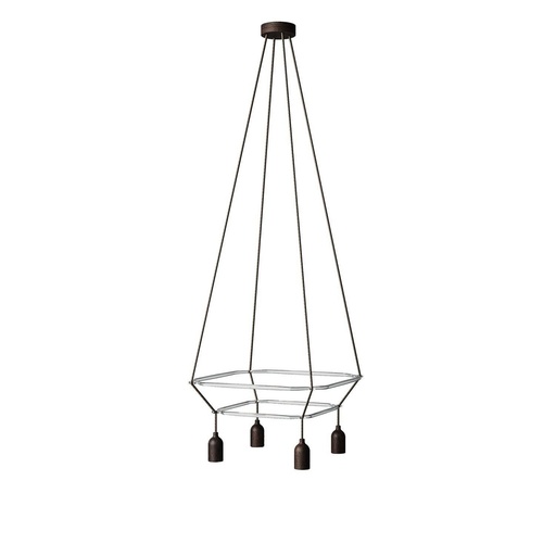 [8050997239725] 2 Cage Chandelier with 4 drops Globo Bumped