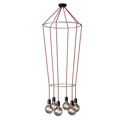 [8050997240127] Chandelier 2 Cage with 6 drops Globo