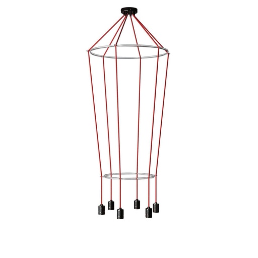 [8050997239787] Chandelier 2 Cage with 6 drops Globo