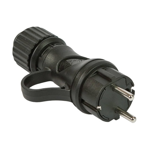 [8,05773E+12] Spina Schuko nera con anello 16A 250V IP44 per Sistema EIVA