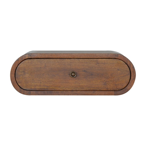 [IN1288] Wall Mounted Round Chestnut Bedside