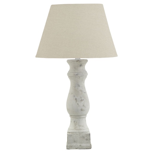 [23023] Darcy Antique White Candlestick Table Lamp With Linen Shade